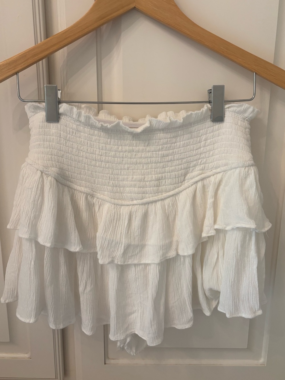 The Impeccable Pig ~ Small ~ White ~ Smocked Mini Skirt